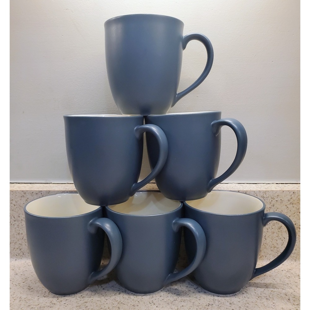 Noritake Stoneware set of 6 Blueberry Colorwave 12oz Coffee Cups Tea Mugs